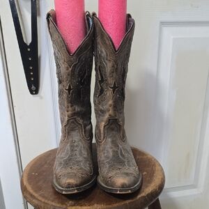 Laredo Brown Western Heeled Boots